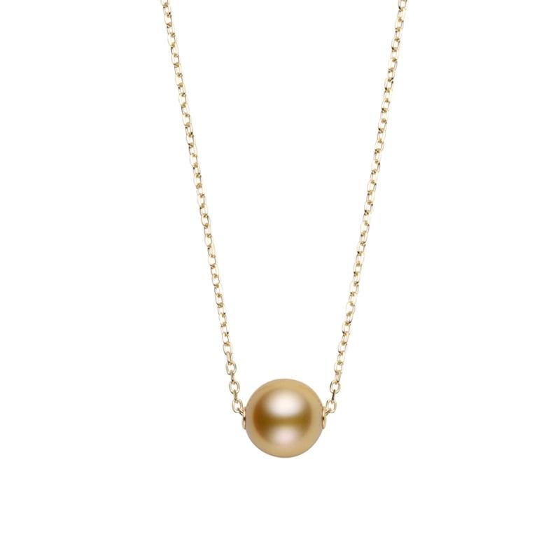 Women's or Men's Mikimoto 18k Yellow Gold Necklace Golden South Sea Pearl Pendant MPQ10060GXXK For Sale