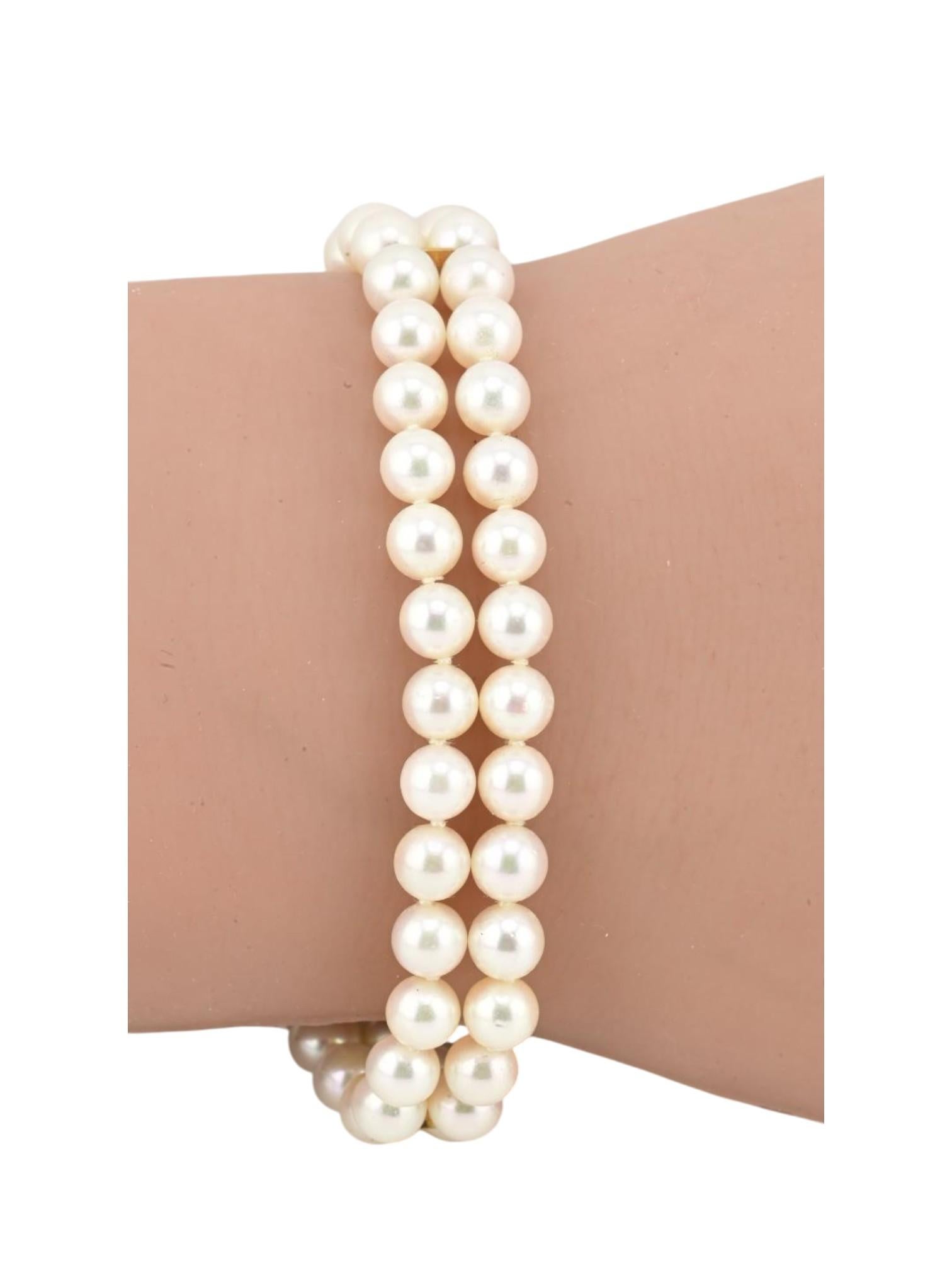 Mikimoto Pulsera de perlas de oro amarillo de 18 quilates 7