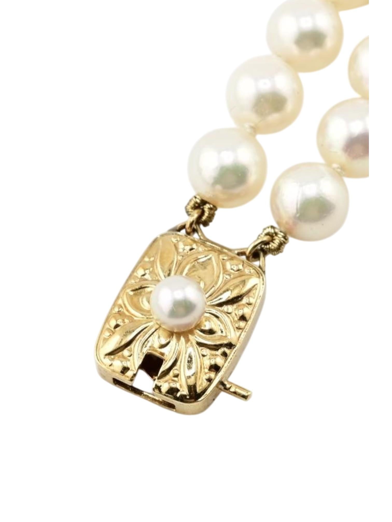 Femenino o masculino Mikimoto Pulsera de perlas de oro amarillo de 18 quilates 7