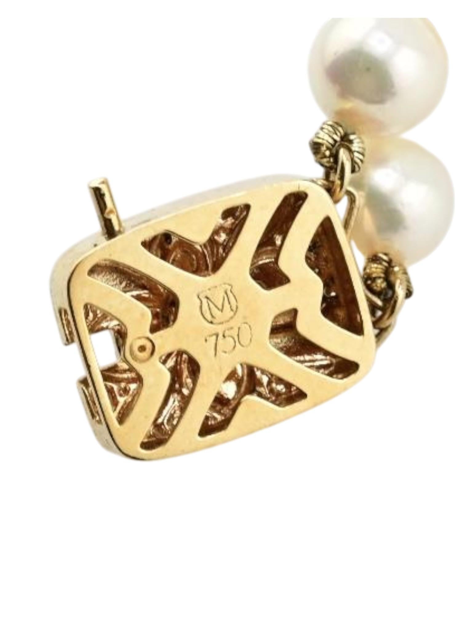 Mikimoto Pulsera de perlas de oro amarillo de 18 quilates 7