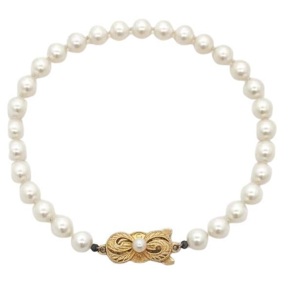 MIKIMOTO 18kt yellow Gold Akoya Pearls Bracelet en venta
