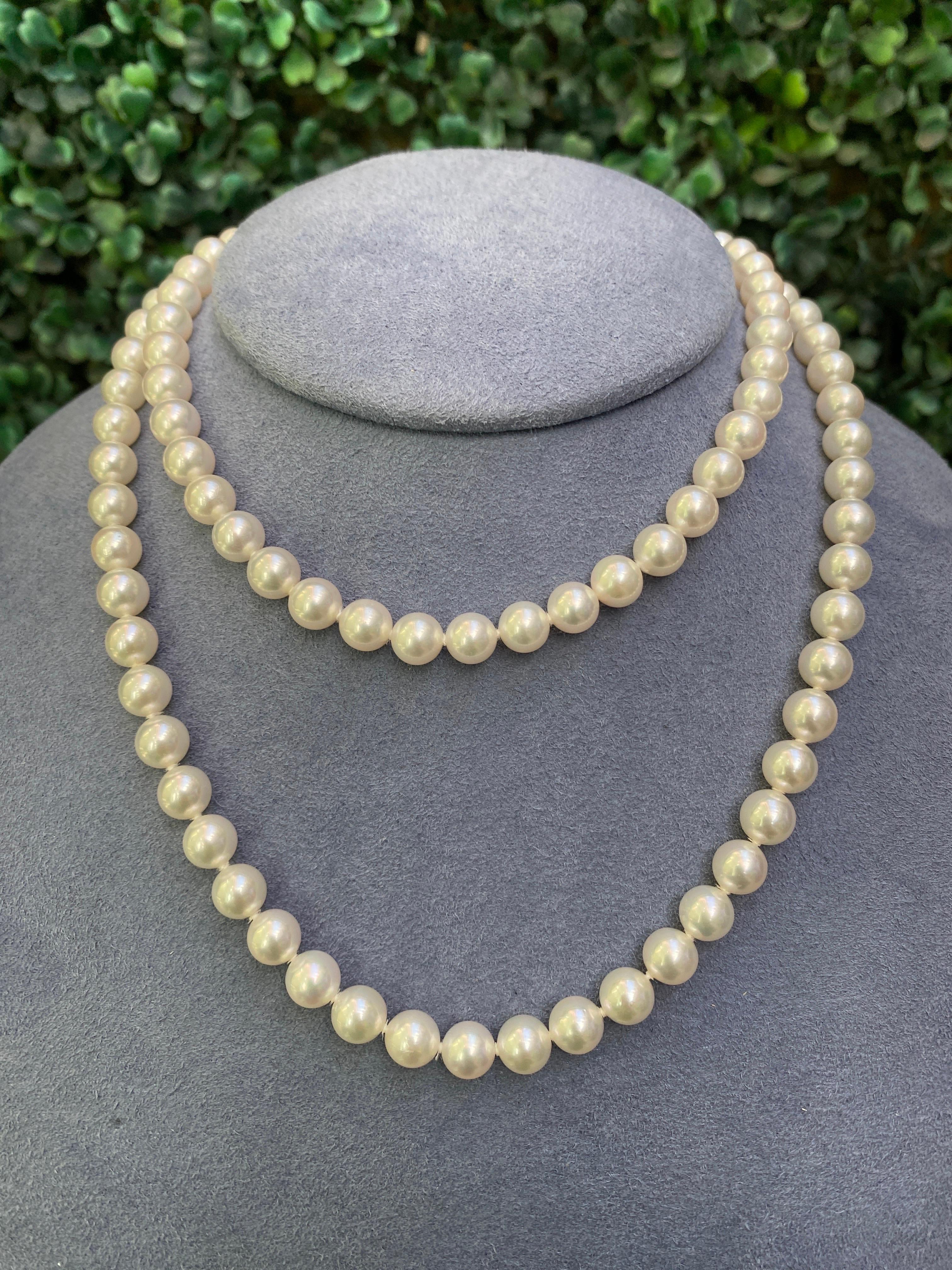 Mikimoto 30 inch Akoya Pearl Necklace For Sale 3