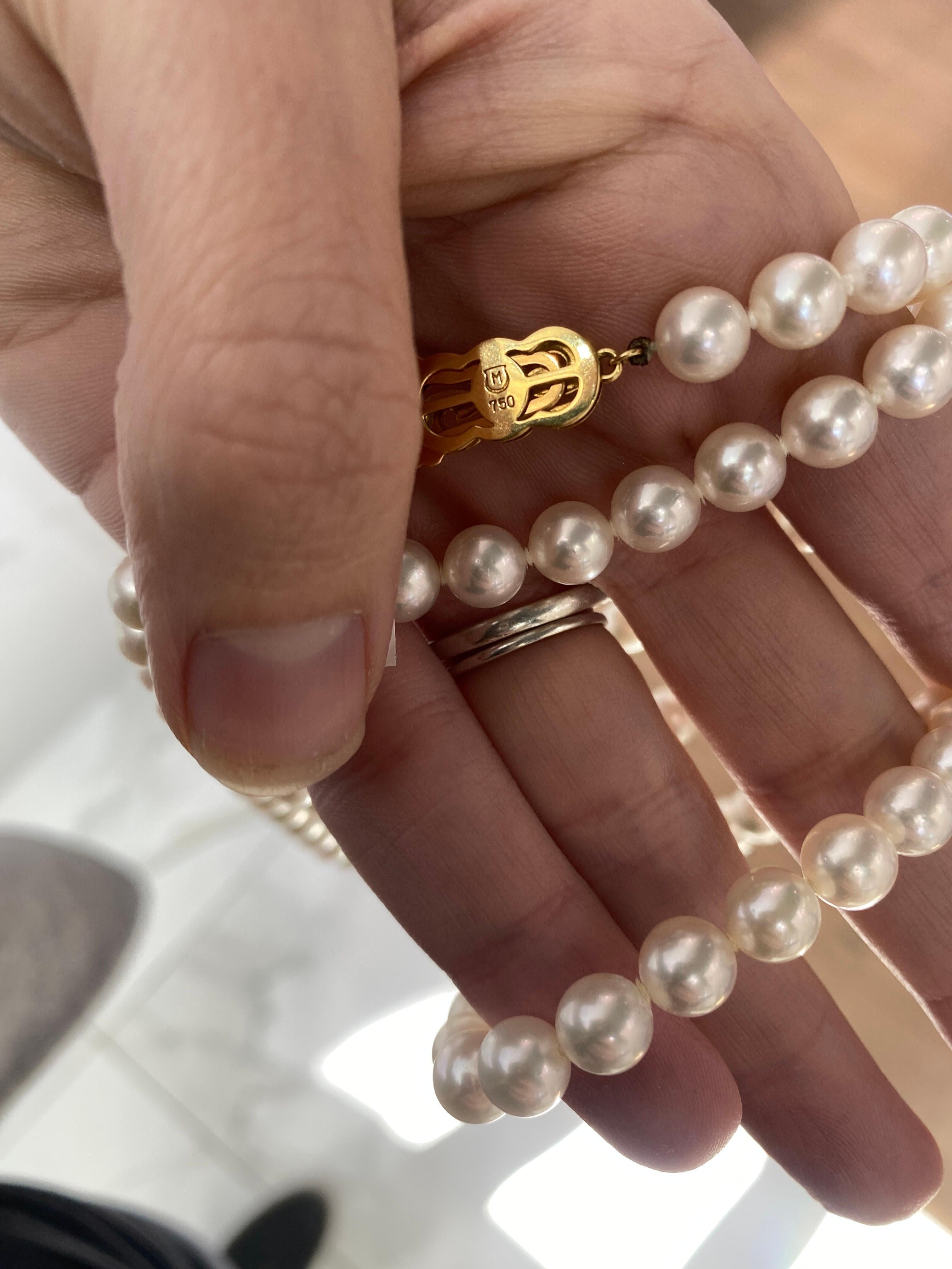 Mikimoto Collier de perles Akoya 30 pouces en vente 6