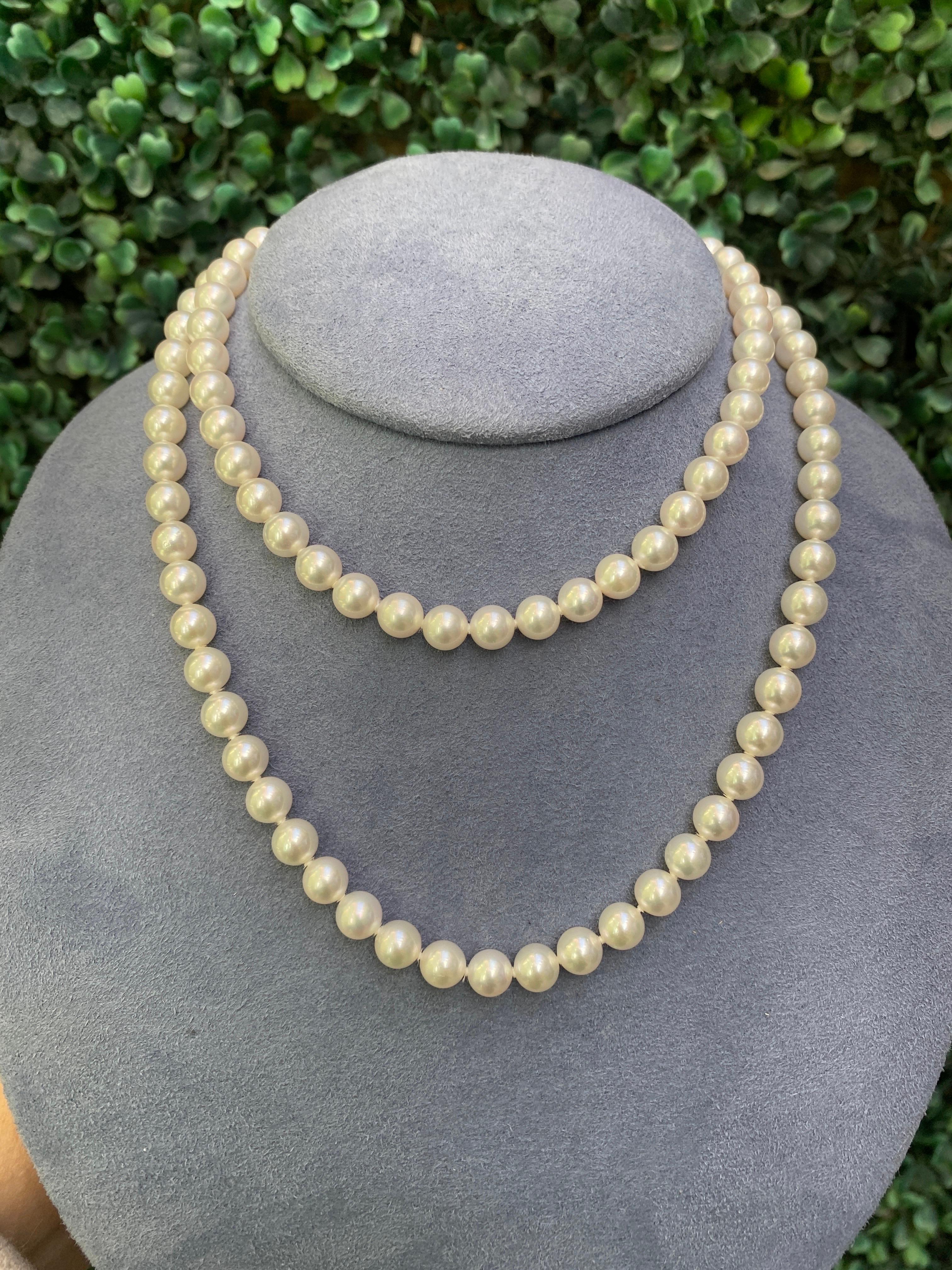 Mikimoto 30 inch Akoya Pearl Necklace For Sale 4
