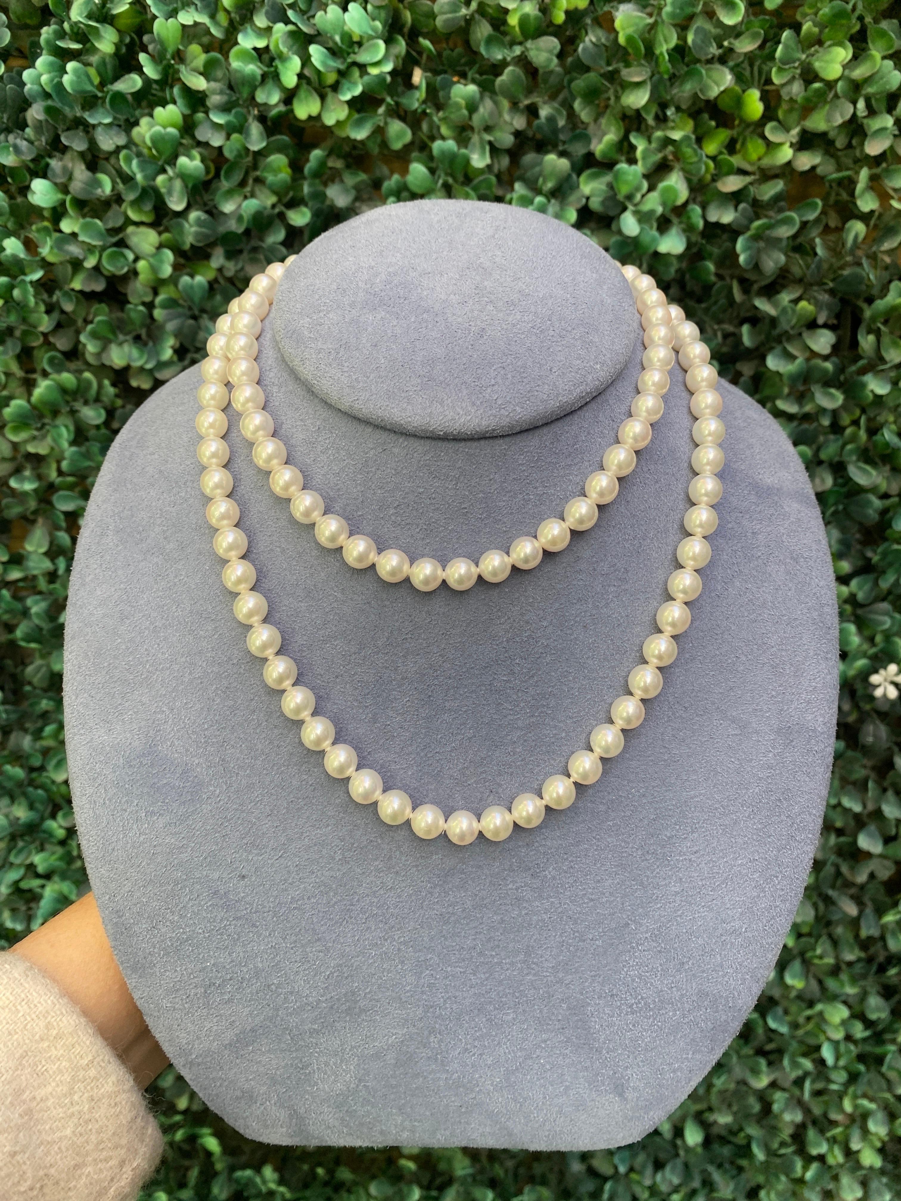 Mikimoto 30 inch Akoya Pearl Necklace For Sale 7