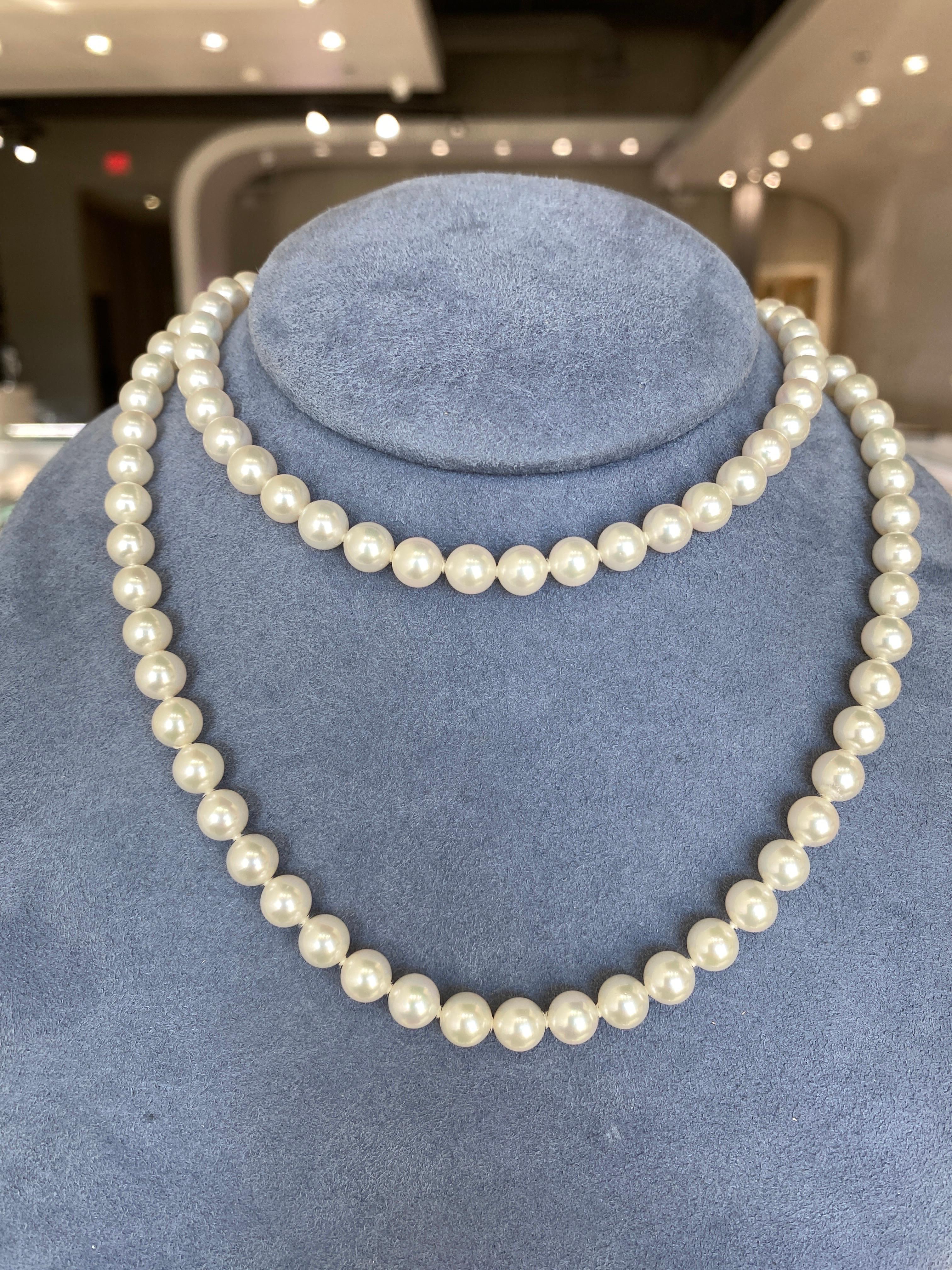 Mikimoto 30 Zoll Akoya Perlenkette im Zustand „Hervorragend“ im Angebot in Houston, TX