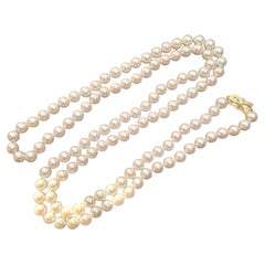 Mikimoto 38" 7.5mm Akoya Pearl Strand Necklace 14k Gold Clasp