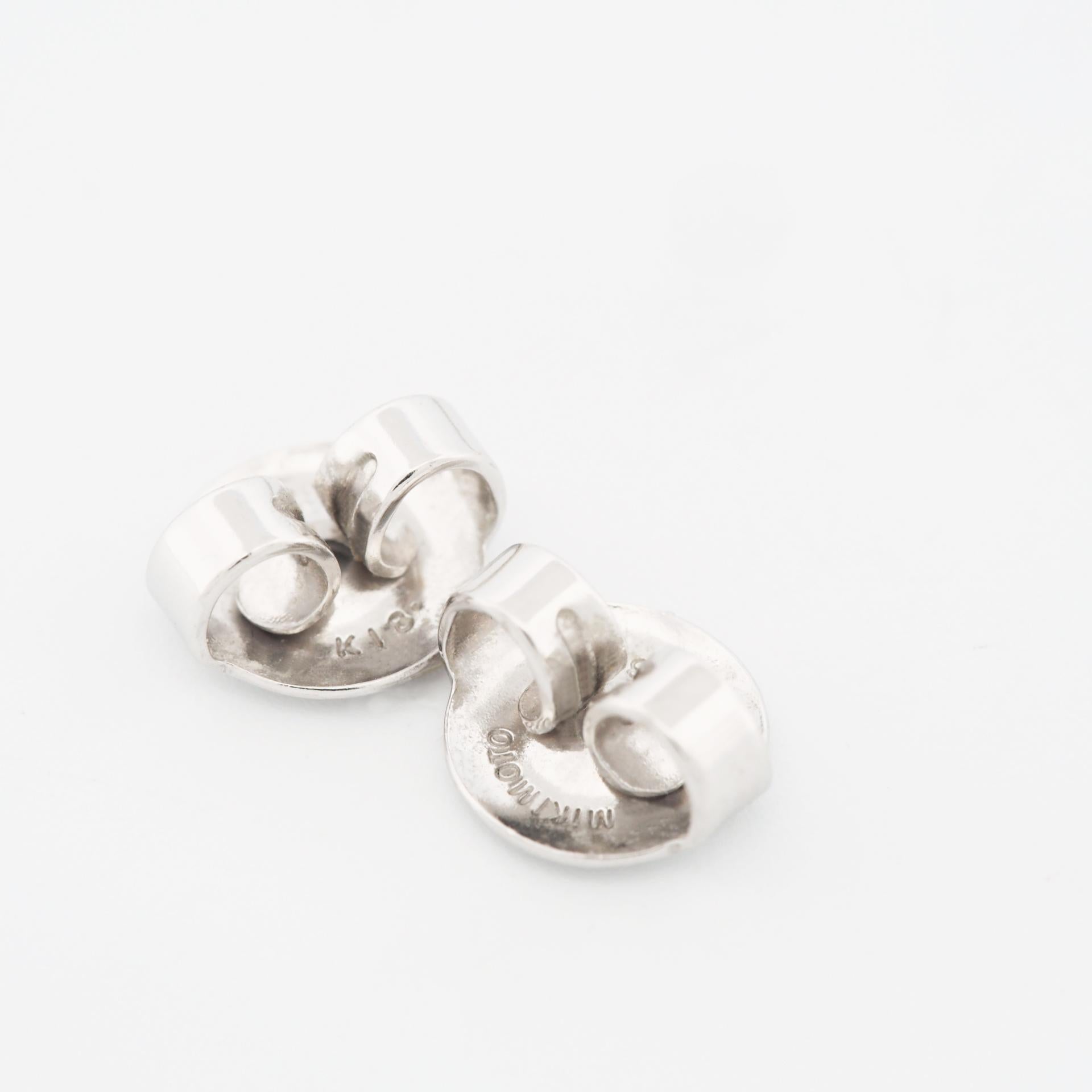 Mikimoto 5 mm Akoya Pearl & Diamond Post Earrings 18k White Gold 4