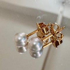 Mikimoto 5.3 mm Akoya Pearl Post Earrings 18k Yellow Gold
