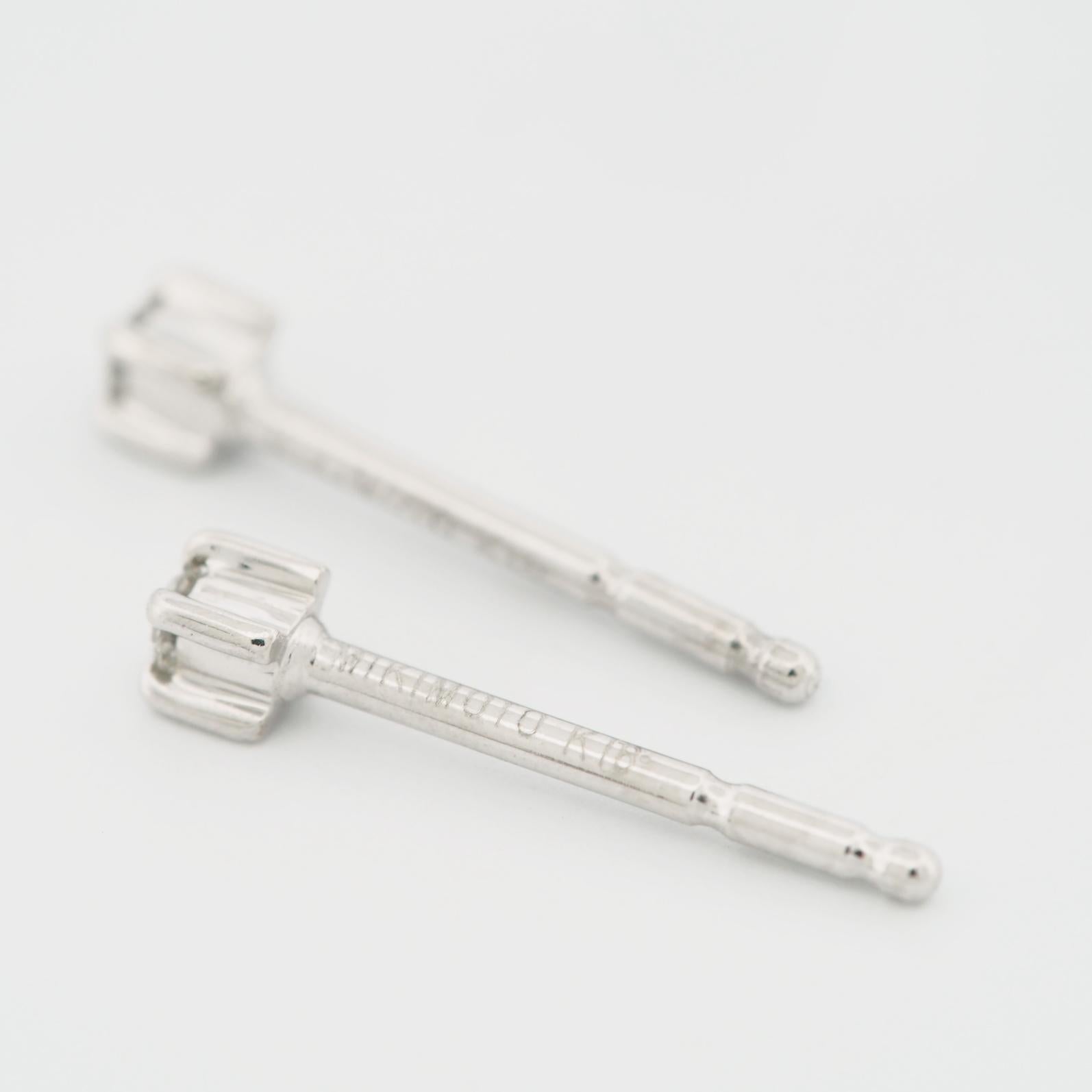 Mikimoto 5.4 mm Akoya Pearl & Diamond Post Earrings 18k White Gold For Sale 1