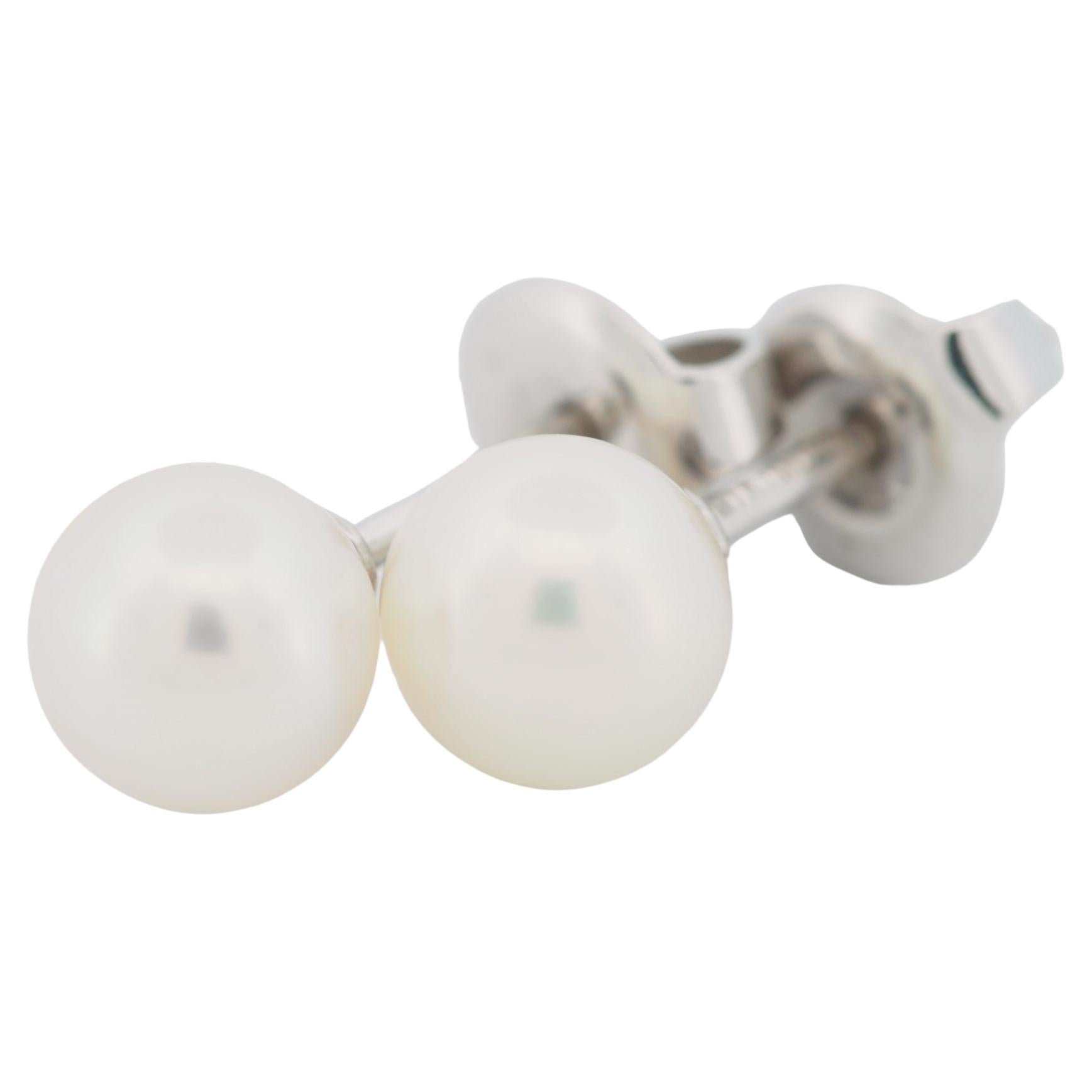 Mikimoto 6.2 mm Akoya Pearl Post Earrings 18k White Gold