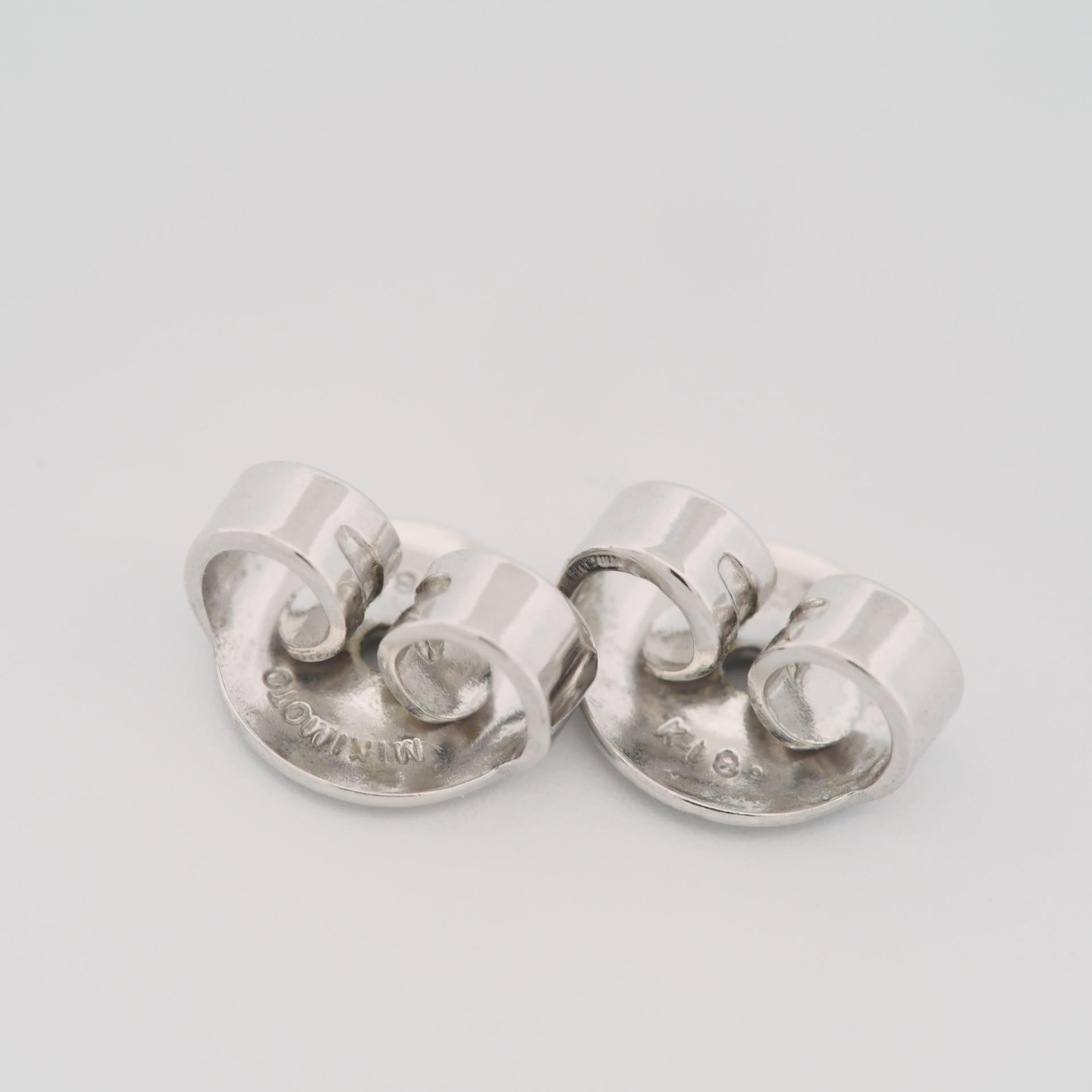 Mikimoto 6.5 mm Akoya Pearl Post Earrings 18k White Gold For Sale 4
