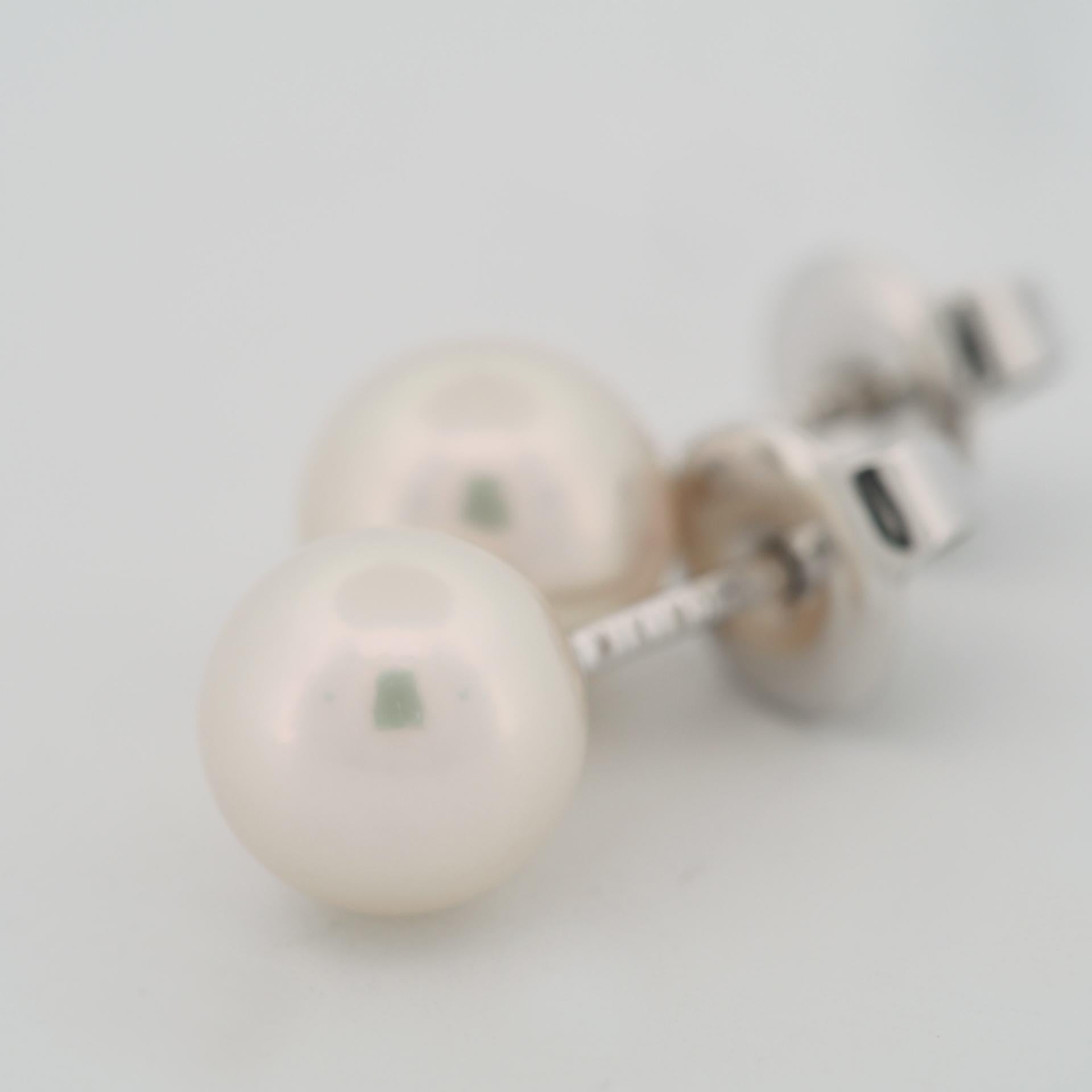 Mikimoto 7.0 mm Akoya Pearl Post Earrings 18k White Gold 1