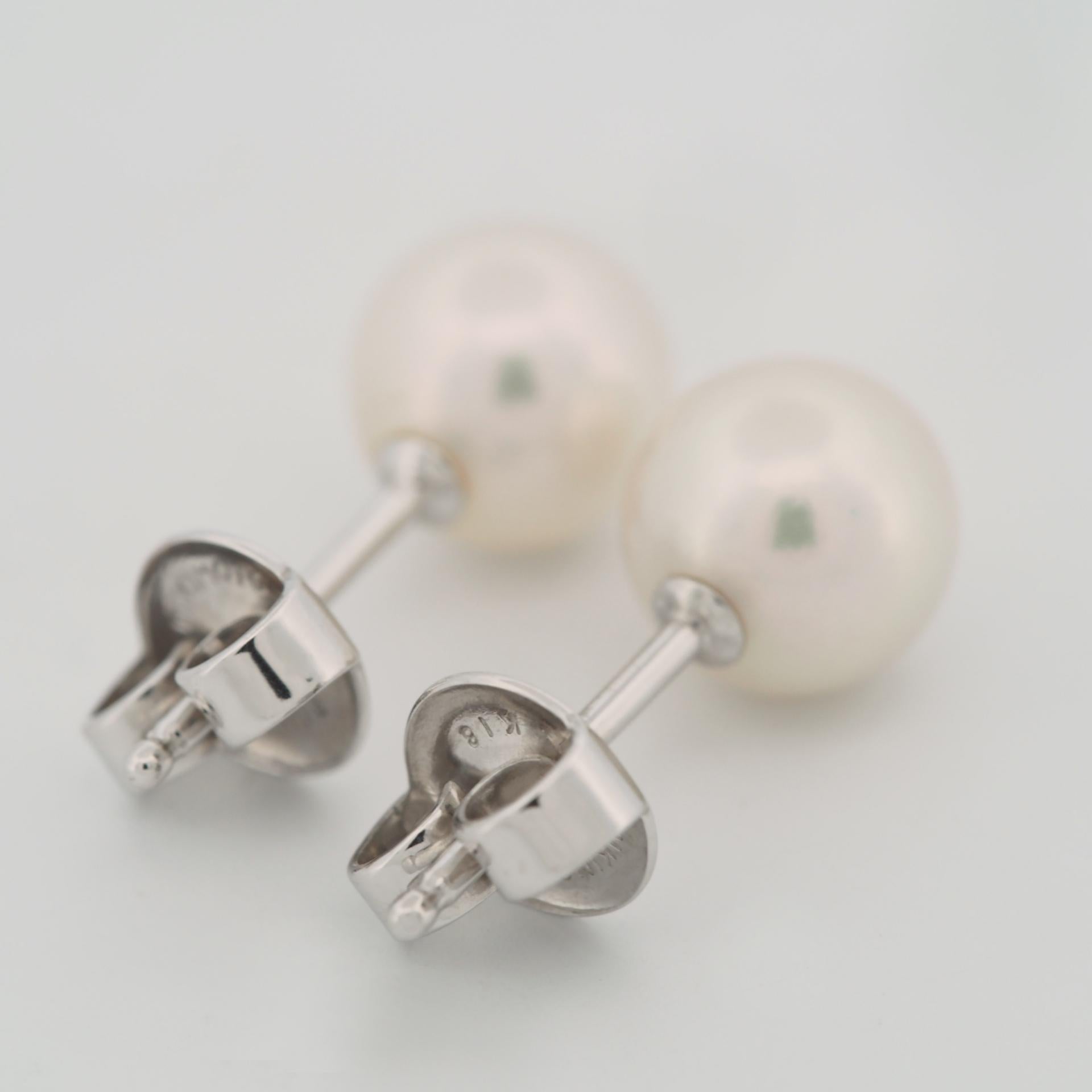 Mikimoto 7.0 mm Akoya Pearl Post Earrings 18k White Gold 2