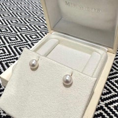 Mikimoto 7.1 mm Akoya Pearl Post Earrings 18k White Gold