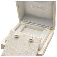 Mikimoto 7.1 mm Akoya Pearl Post Earrings 18k White Gold