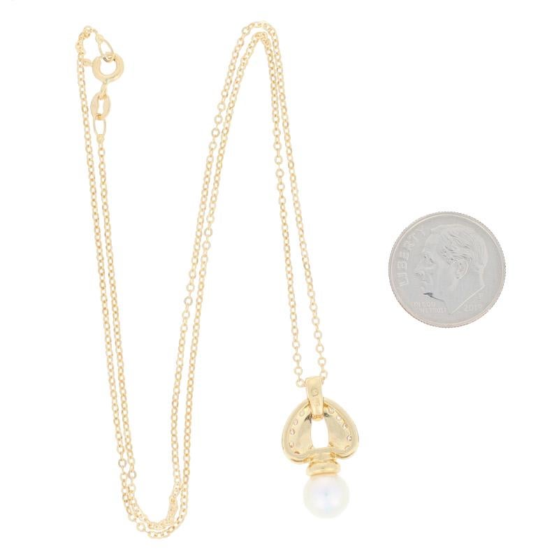 Mikimoto Akoya Pearl and Diamond Pendant Necklace, 18 Karat Yellow Gold 1