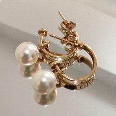 Mikimoto 7.2 mm Akoya Pearl Post Earrings 18k Yellow Gold