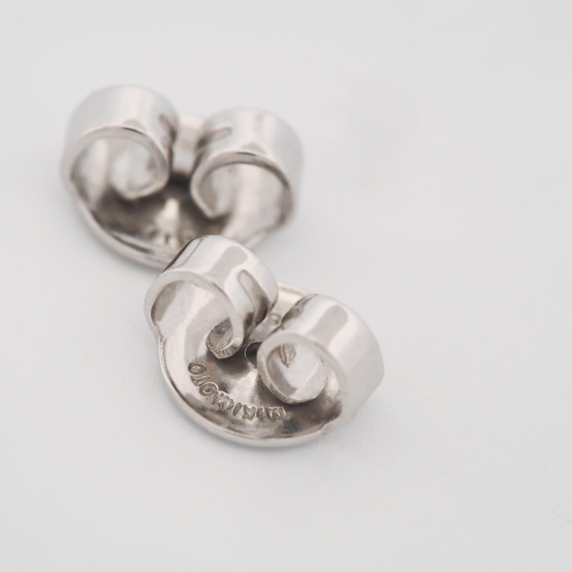 Mikimoto 7.25mm Akoya Pearl & Diamond Post Earrings 18k White Gold 2