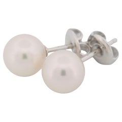 Mikimoto 7.6 mm Akoya Pearl Post Earrings 18k White Gold