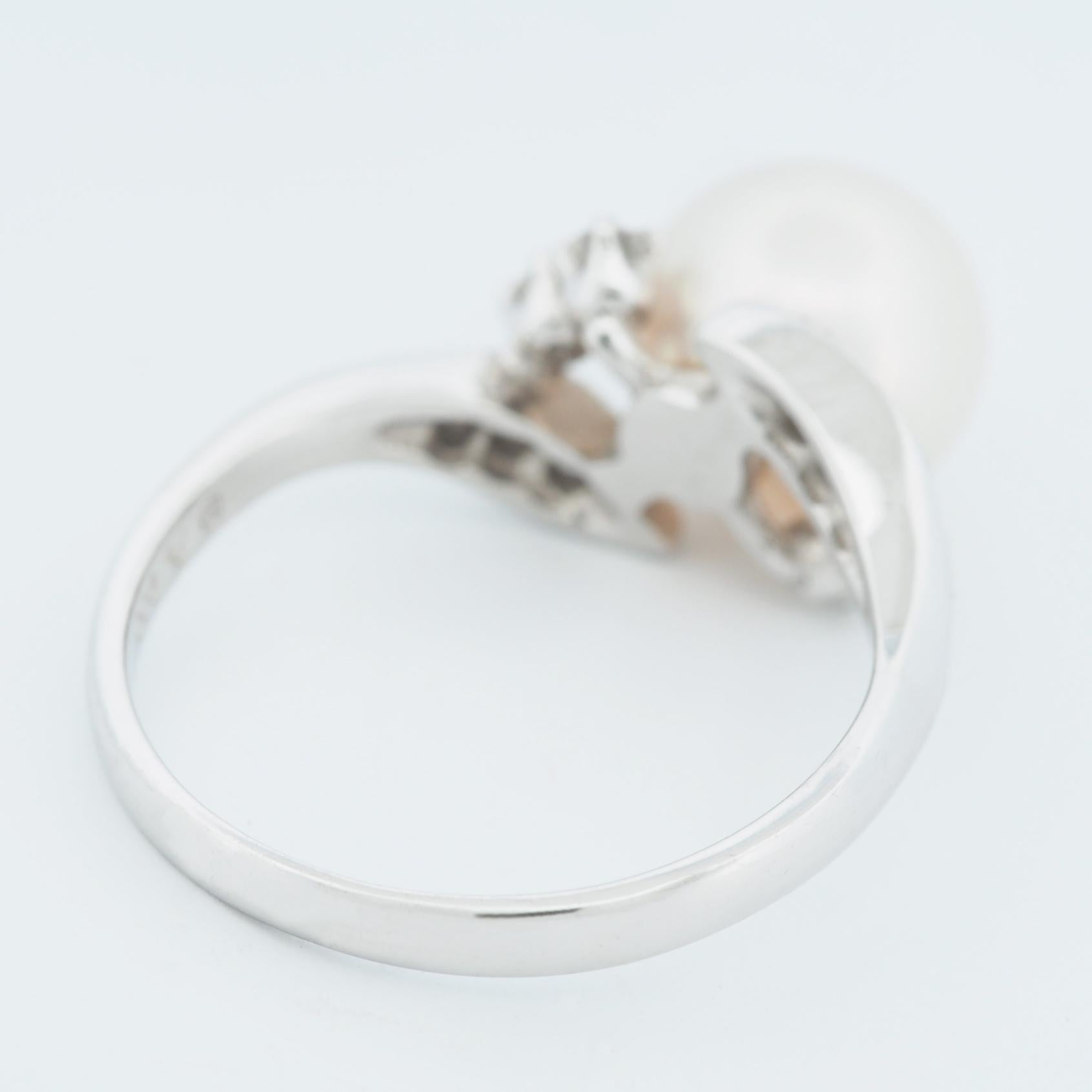 Mikimoto 8,2 mm Akoya Perlen- und Diamantring Pt 900 Damen