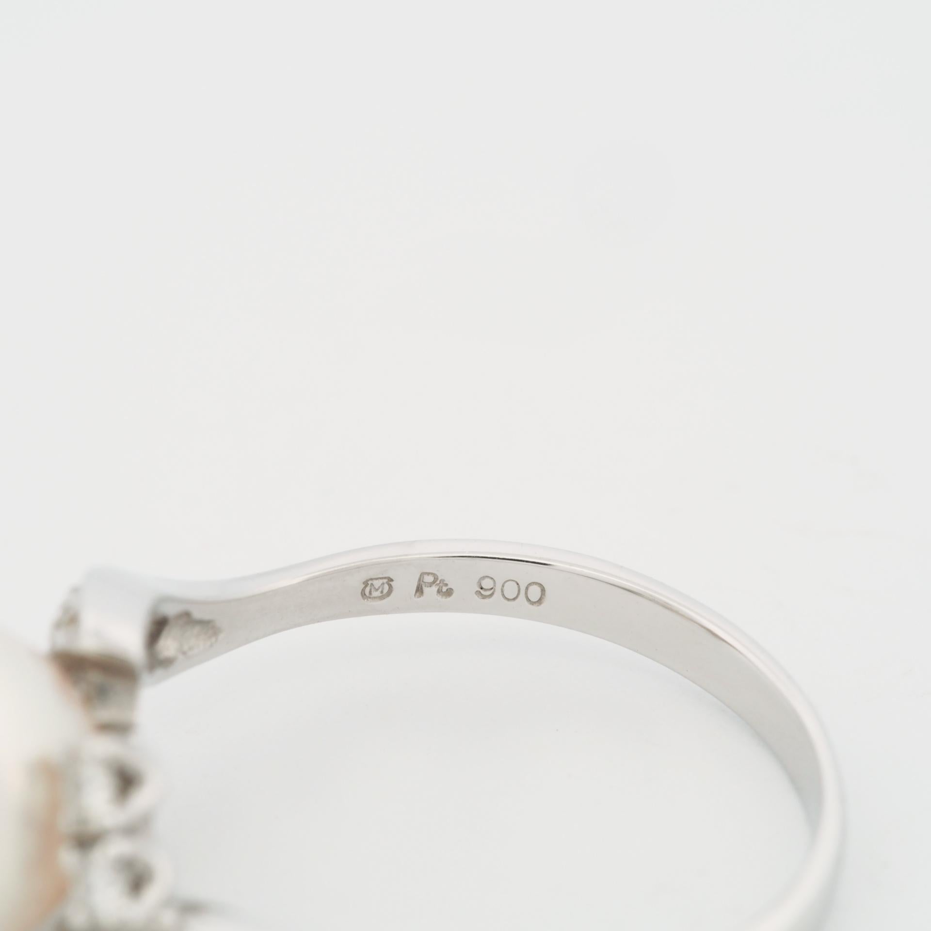 Mikimoto 8,2 mm Akoya Perlen- und Diamantring Pt 900 1