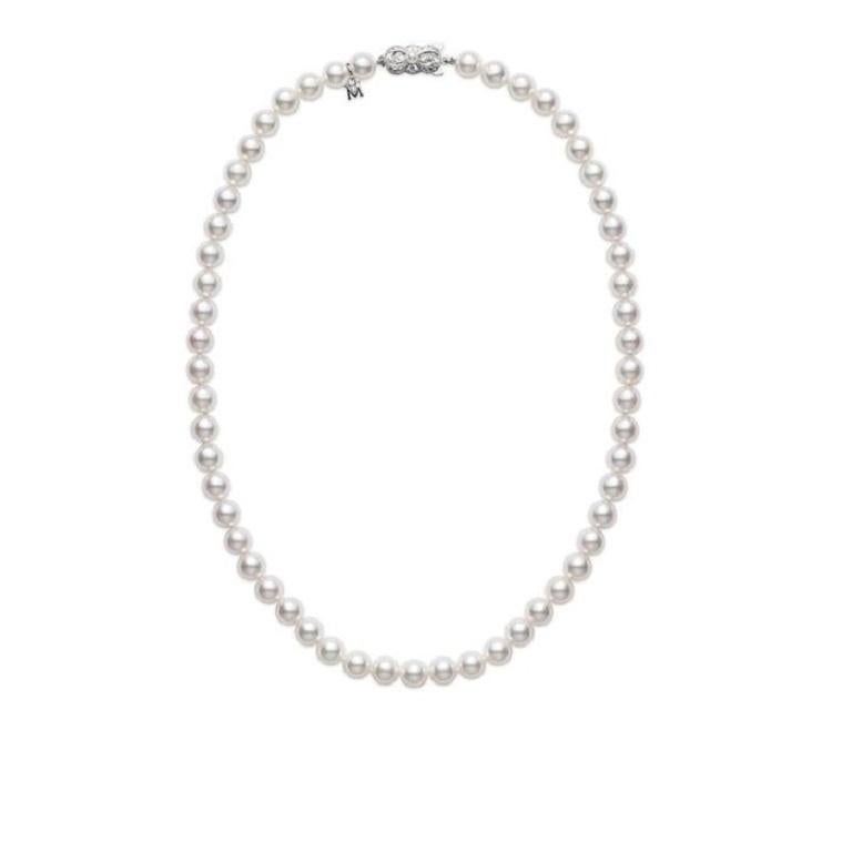 Mikimoto a+ Akoya Pearl 18k White Gold Necklace U80218w In New Condition In Wilmington, DE