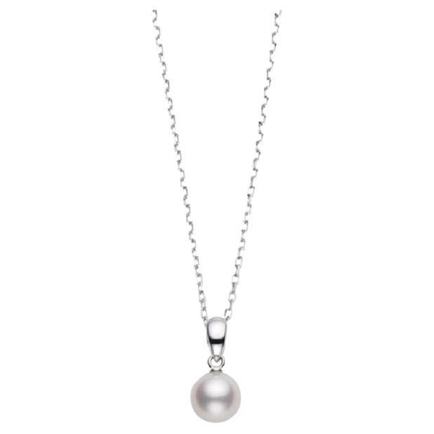 Mikimoto Akoya Cultured Pearl Pendant in 18k White Gold Necklace PPS801W