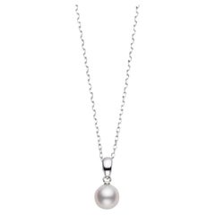 Mikimoto Akoya Cultured Pearl Pendant in 18k White Gold Necklace PPS801W