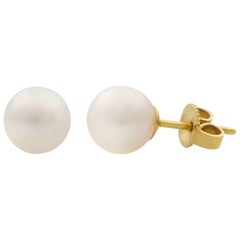Mikimoto A+ Pearl 18 Karat Yellow Gold Stud Earrings