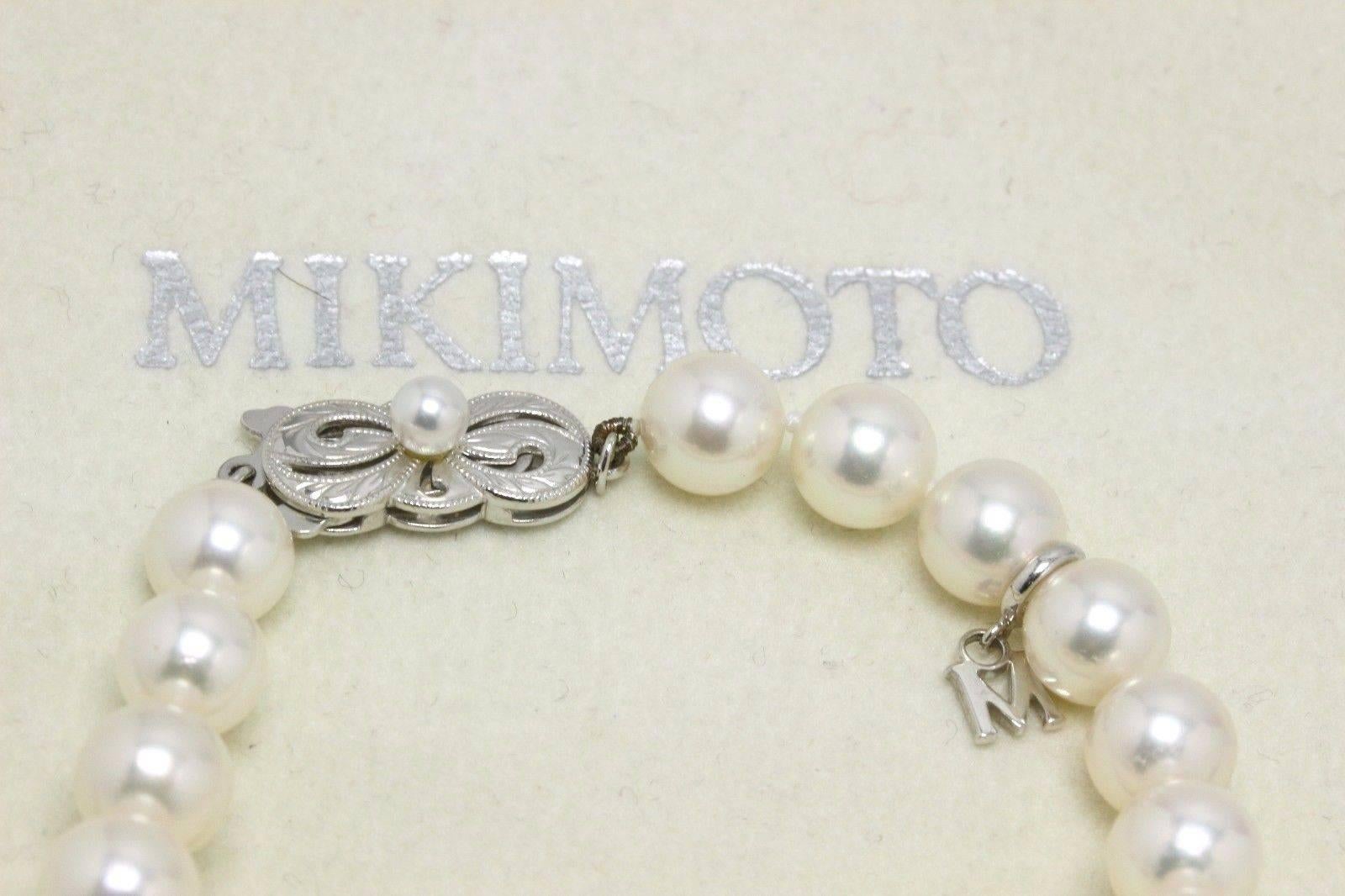 Women's Mikimoto Akoya Cultured Graduated Pearl Strand Necklace in 18 Karat White Gold