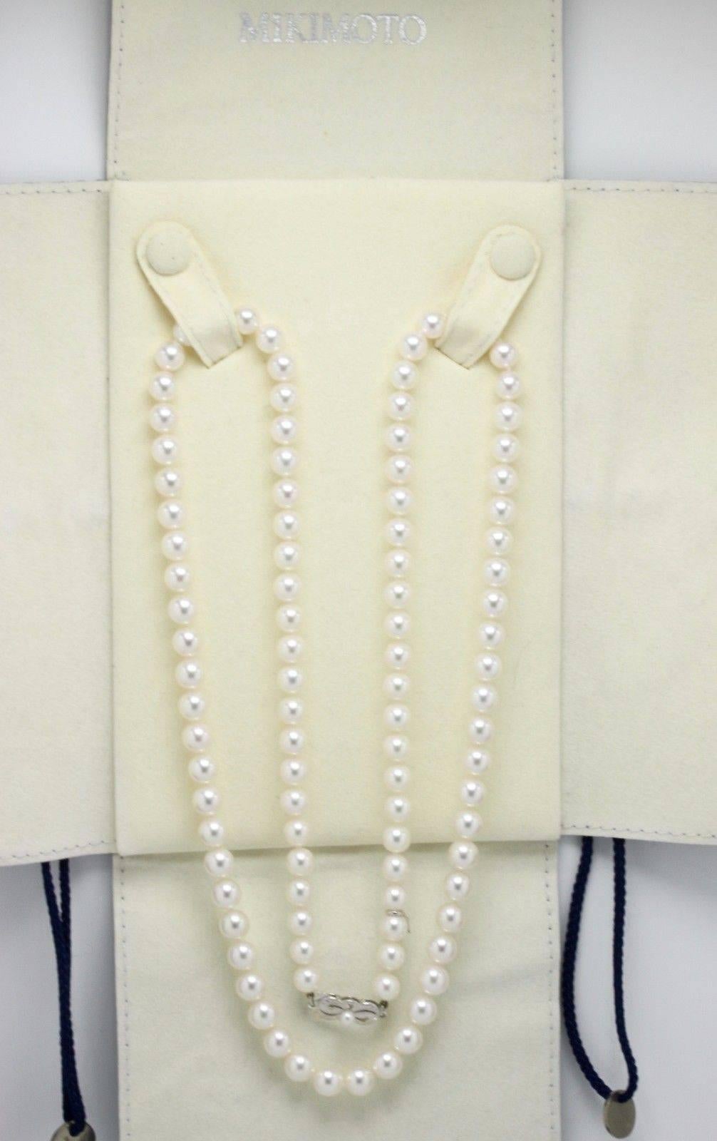 Mikimoto Akoya Cultured Graduated Pearl Strand Necklace in 18 Karat White Gold 1