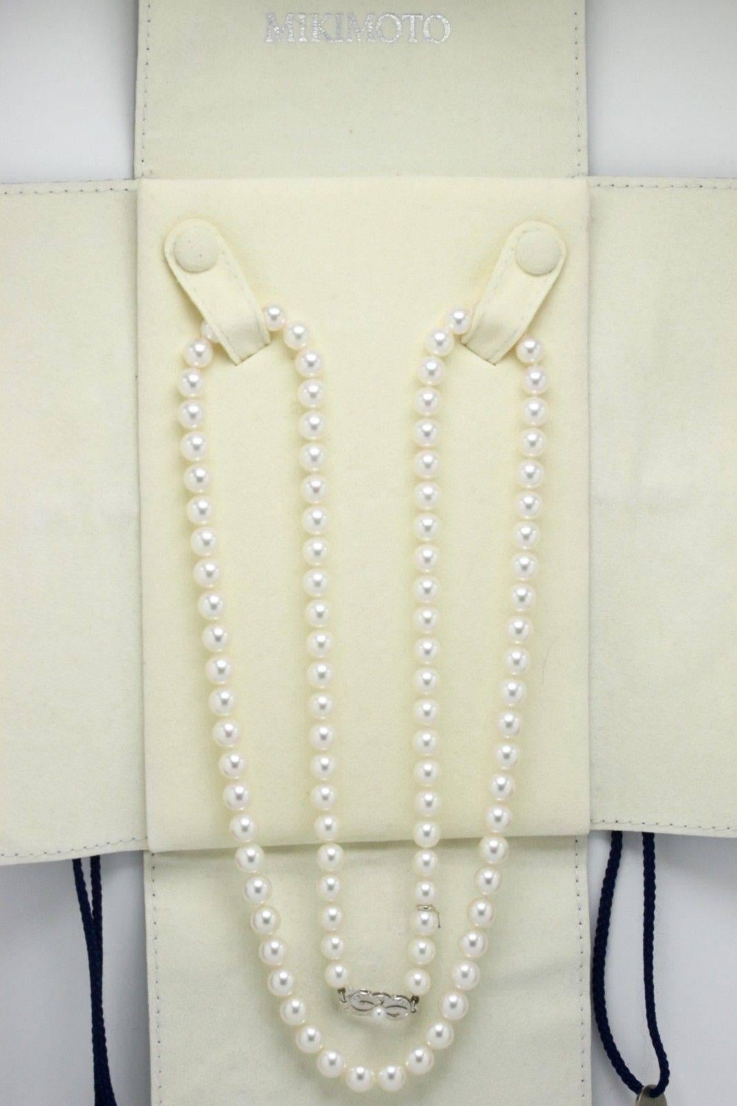 Mikimoto Akoya Cultured Graduated Pearl Strand Necklace in 18 Karat White Gold 2