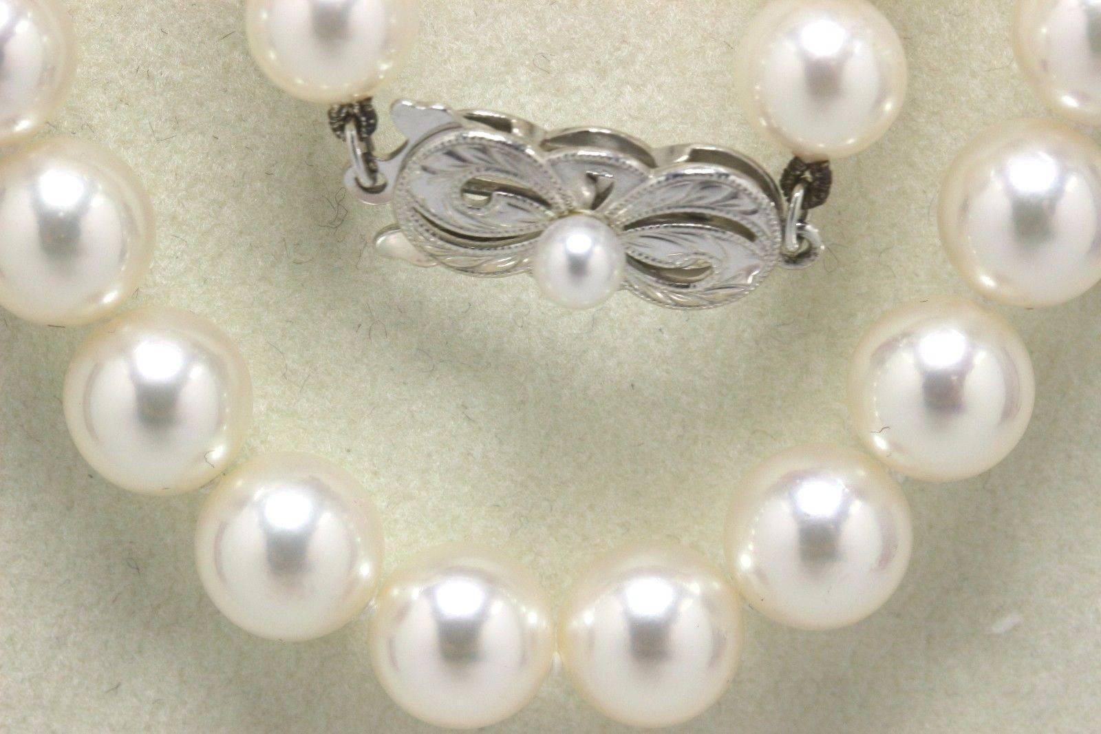 Mikimoto Akoya Cultured Graduated Pearl Strand Necklace in 18 Karat White Gold 3