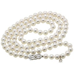 Mikimoto Akoya Cultured Graduated Pearl Strand Necklace in 18 Karat White Gold