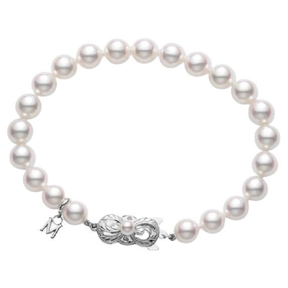 Mikimoto Akoya Cultured Pearl 18k White Gold Clasp Bracelet UD75107W