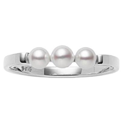 Mikimoto Akoya Cultured Pearl 18K White Gold Cluster Ring MRQ10077AXXWR065 For Sale