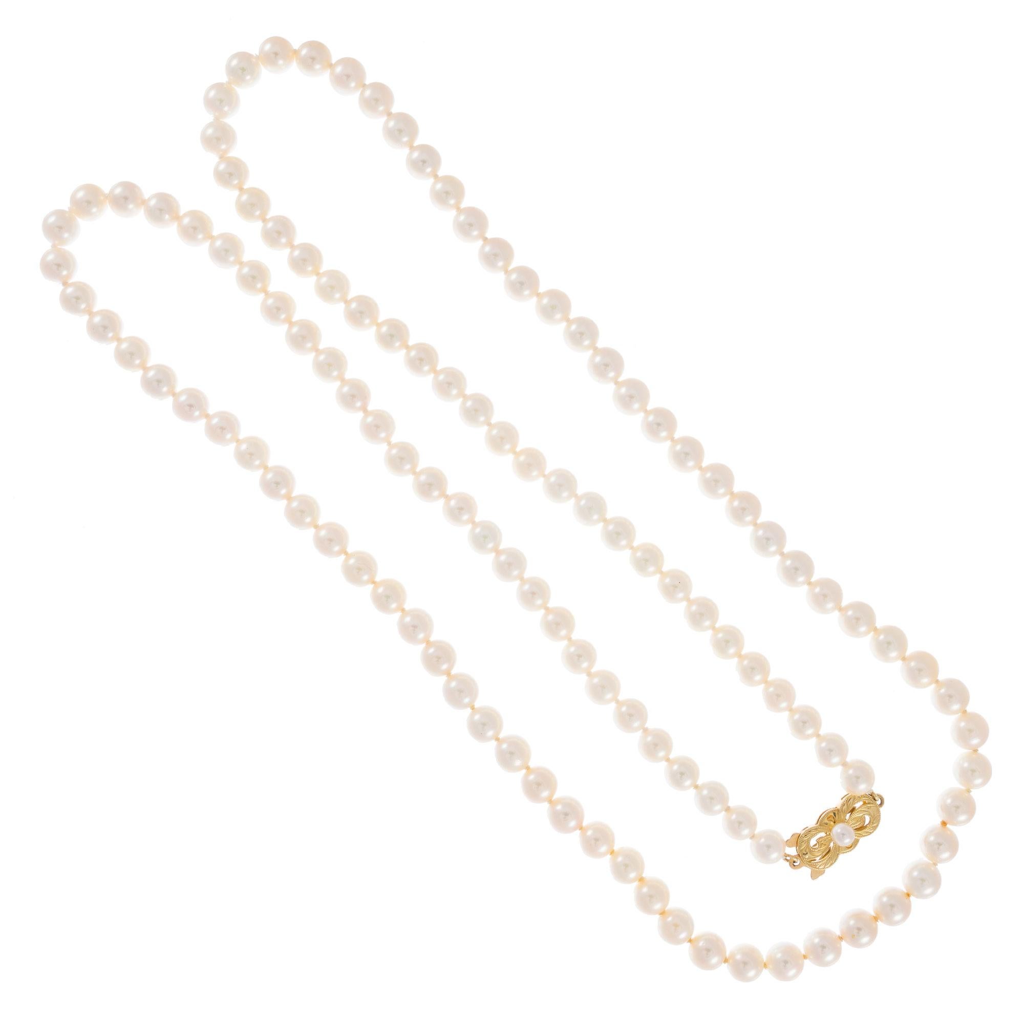 Mikimoto Akoya Cultured Pearl Necklace In Good Condition In Stamford, CT