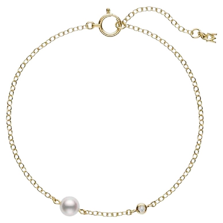 Mikimoto Akoya-Zuchtperlen- und Diamantarmband aus 18 Karat Gelbgold MDQ10054ADXK