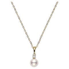 Mikimoto Akoya-Zuchtperlen- und Diamant-Halskette aus 18 Karat Gelbgold PPS802DK