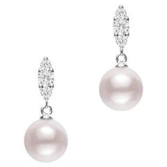 Mikimoto Akoya Cultured Pearl and Diamond Drop Earrings MEA10327ADXW