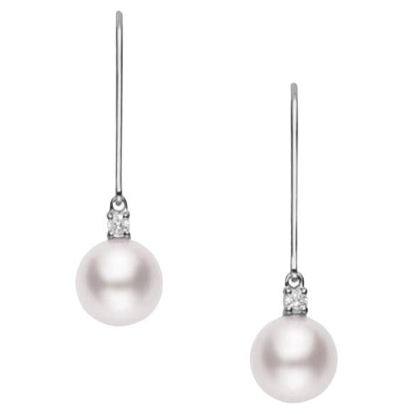 Mikimoto Akoya Cultured Pearl and Diamond Drop Earrings PEA1006DW