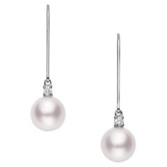 Mikimoto Akoya Cultured Pearl and Diamond Drop Earrings PEA1006DW