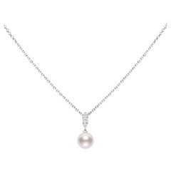 Mikimoto Akoya Cultured Pearl and Diamond Pendant in 18k White Gold MPA10382ADXW