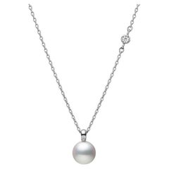 Mikimoto Akoya Cultured Pearl and Diamond Pendant in 18k White Gold MPQ10159ADXW