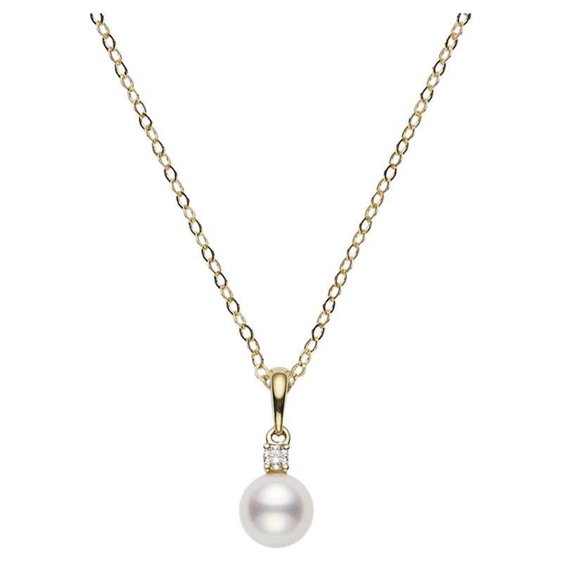 Diamond and Akoya Sea-Water Cultured Pearl Spiral Shell Pendant in 18 ...