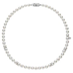 Mikimoto Akoya Cultured Pearl and Diamond Rondells Necklace MZP10241ADXWP70