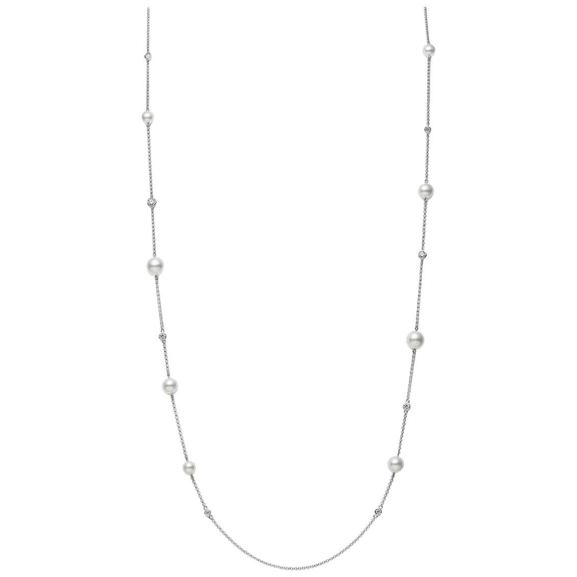 Mikimoto Akoya Cultured Pearl and Diamond Station Necklace MPQ10105ADXW