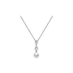 Mikimoto Akoya Cultured Pearl and Diamonds Pendent PPA458DW