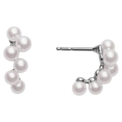 Mikimoto Akoya Cultured Pearl Cluster Earrings in 18K White Gold MEQ10069AXXW For Sale